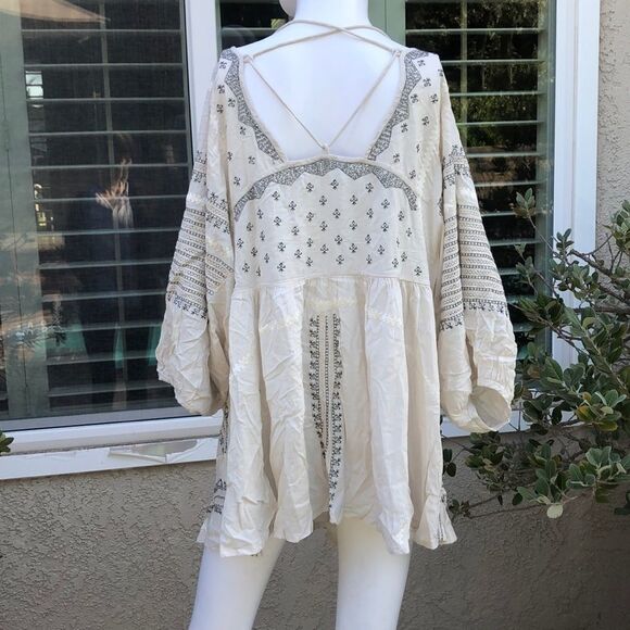 Free People Wild One Embroidered Top Sz S - Picture 7 of 12